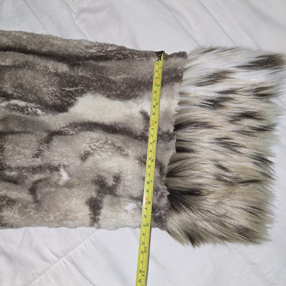 Adrienne Landau Brown & Cream Faux Fur Trim Spotted Kimono Jacket Womens Large - Picture 14 of 15